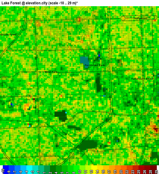 Lake Forest elevation map