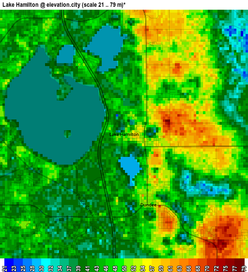 Lake Hamilton elevation map