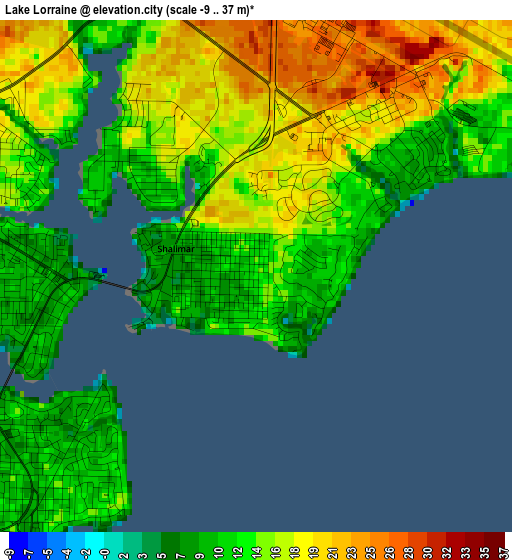 Lake Lorraine elevation map