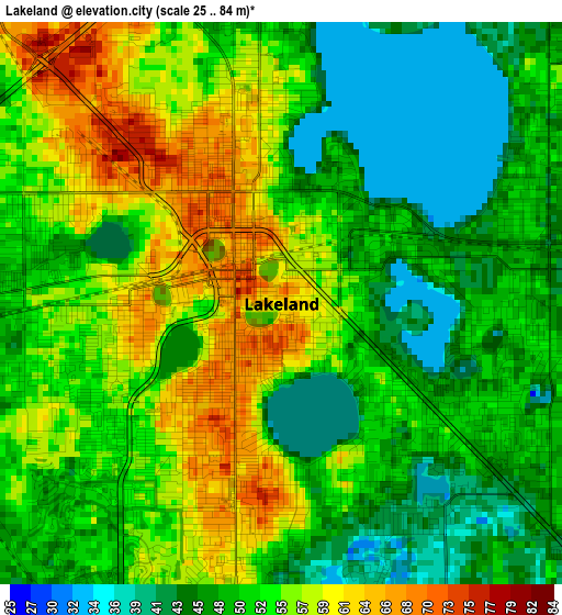 Lakeland elevation map