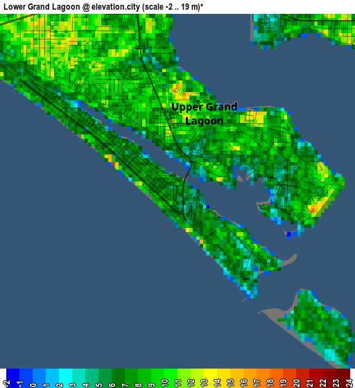 Lower Grand Lagoon elevation map