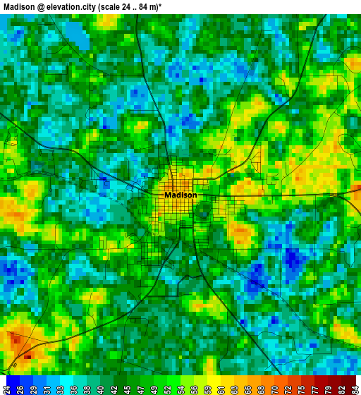 Madison elevation map