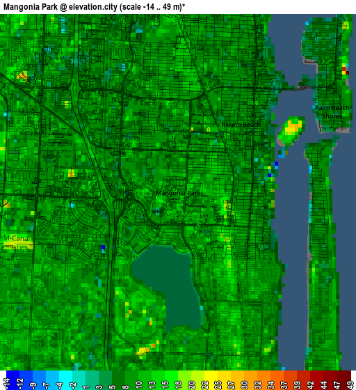 Mangonia Park elevation map