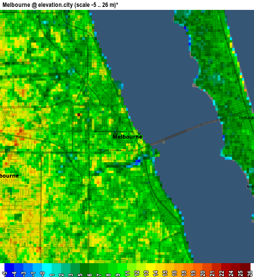 Melbourne elevation map