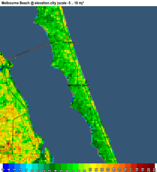 Melbourne Beach elevation map