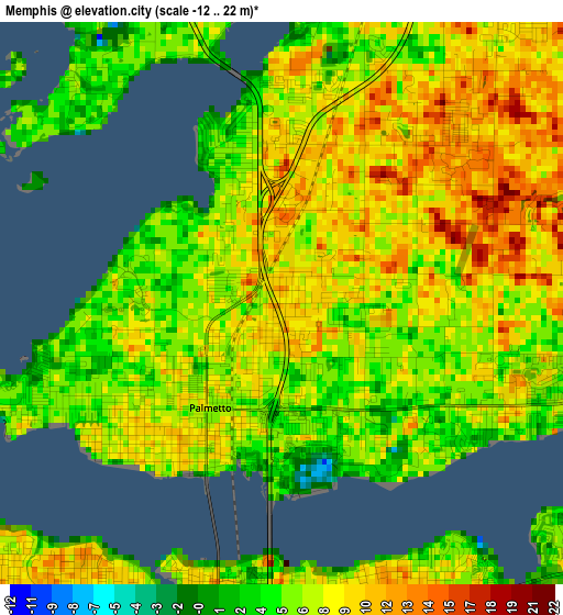 Memphis elevation map