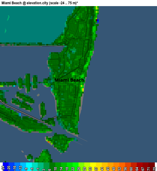 Miami Beach elevation map