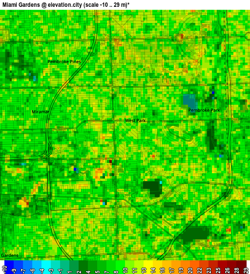 Miami Gardens elevation map