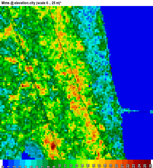 Mims elevation map