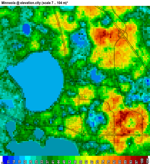 Minneola elevation map