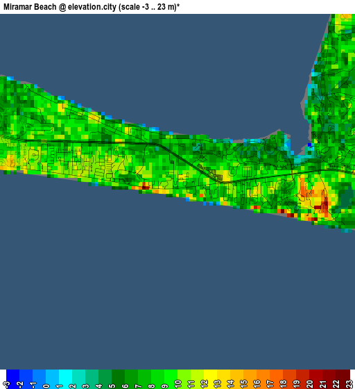 Miramar Beach elevation map