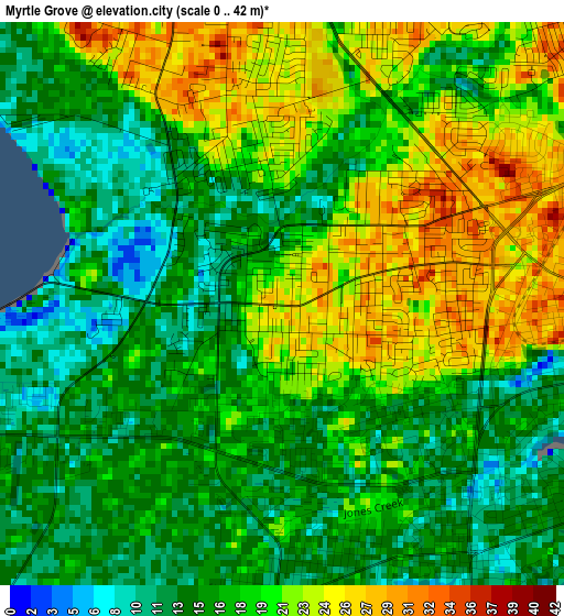 Myrtle Grove elevation map