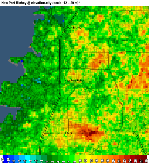 New Port Richey elevation map
