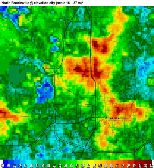 North Brooksville elevation map