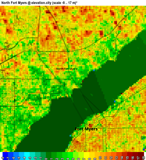 North Fort Myers elevation map