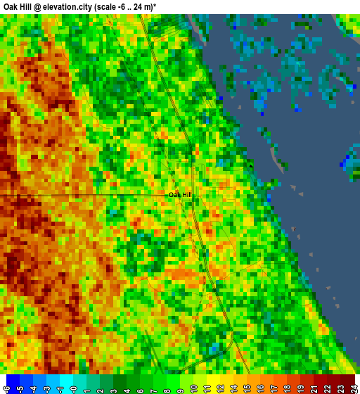 Oak Hill elevation map