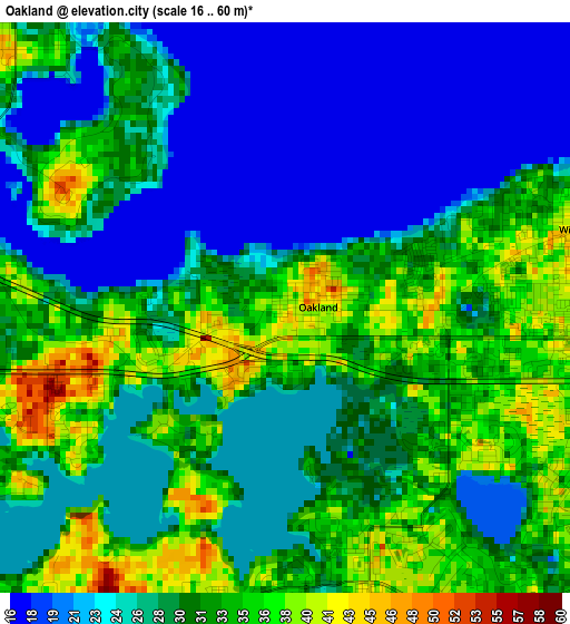 Oakland elevation map