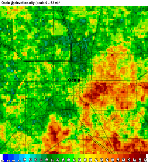 Ocala elevation map