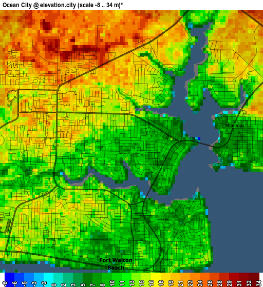 Ocean City elevation map