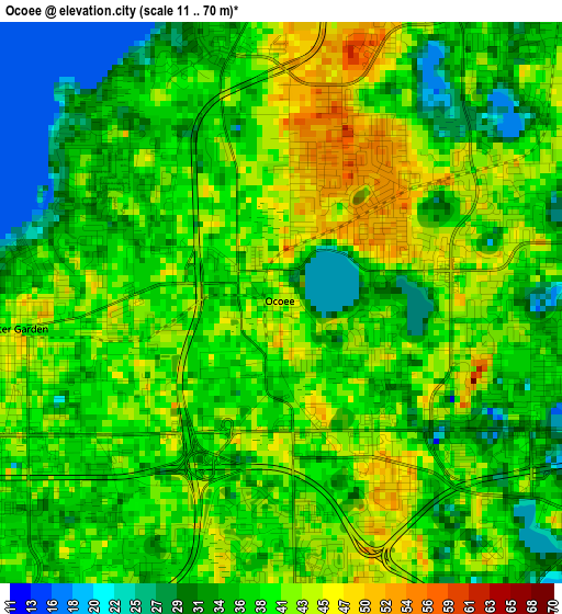 Ocoee elevation map