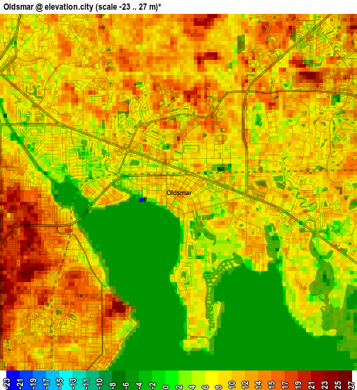 Oldsmar elevation map