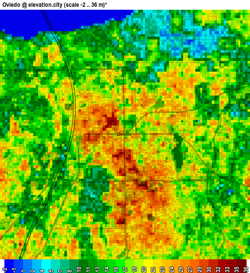 Oviedo elevation map