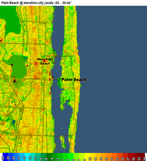 Palm Beach elevation map