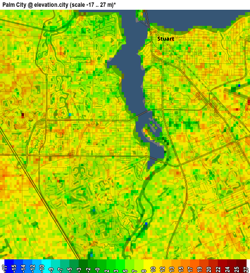 Palm City elevation map