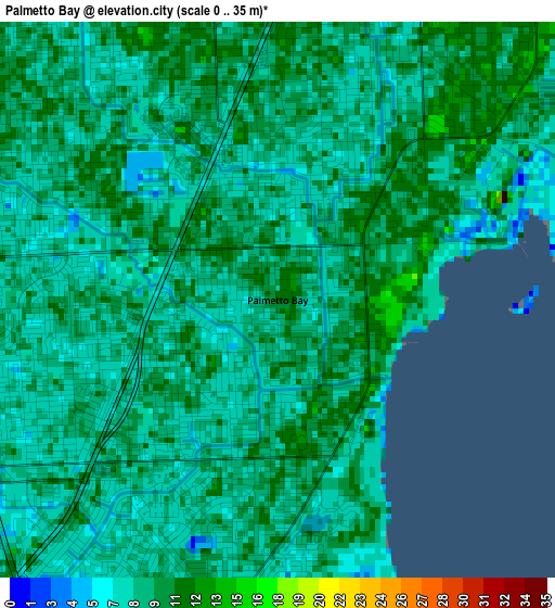 Palmetto Bay elevation map