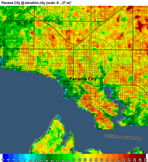 Panama City elevation map