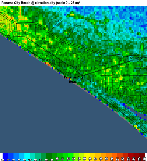 Panama City Beach elevation map