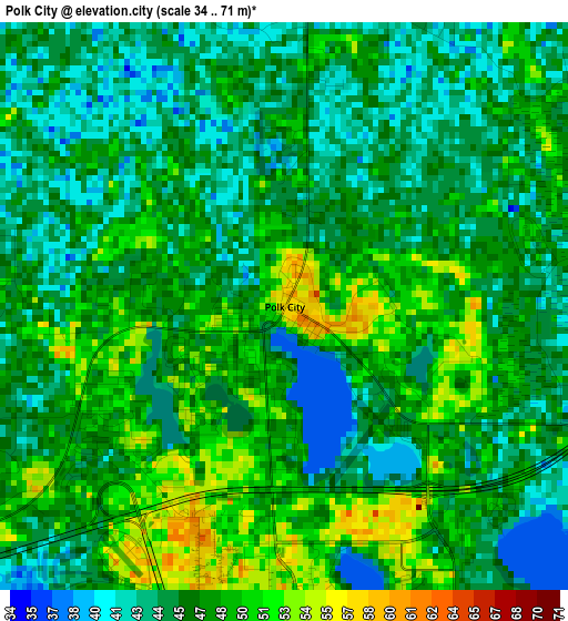 Polk City elevation map