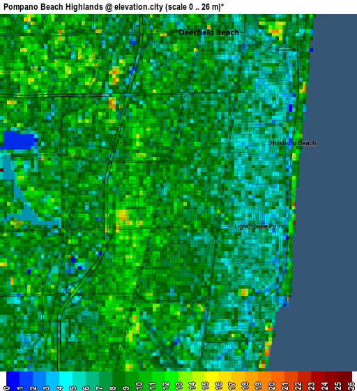 Pompano Beach Highlands elevation map