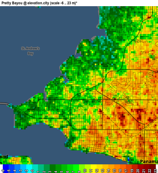 Pretty Bayou elevation map