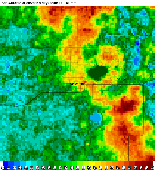 San Antonio elevation map