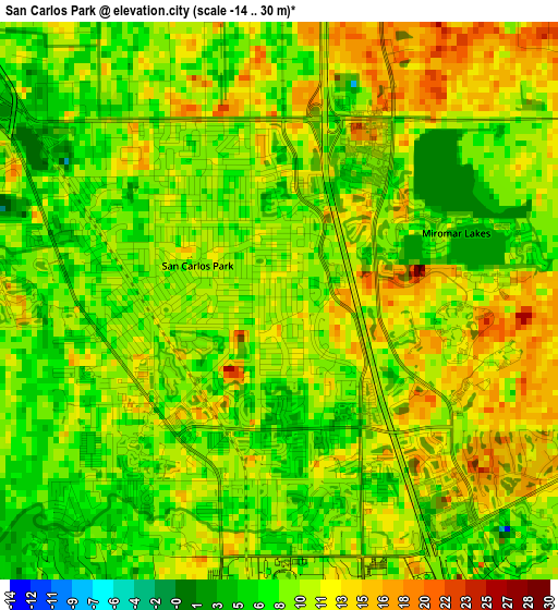 San Carlos Park elevation map