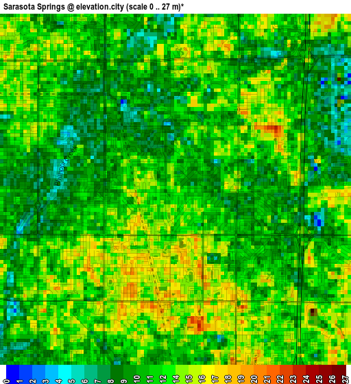 Sarasota Springs elevation map