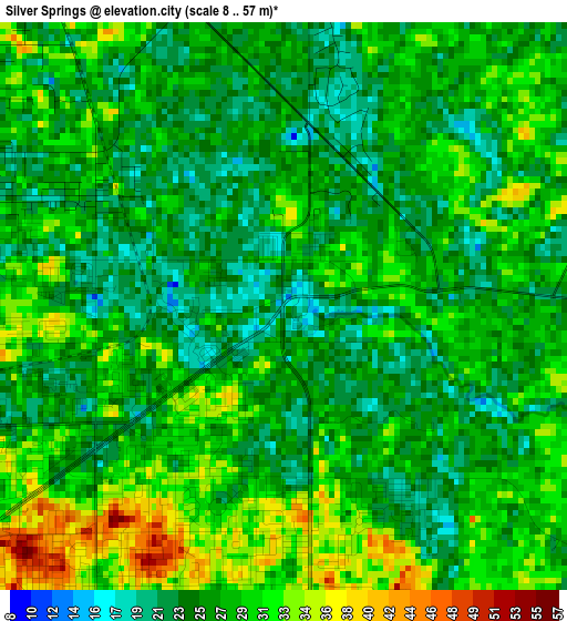 Silver Springs elevation map