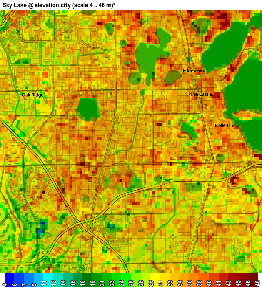 Sky Lake elevation map