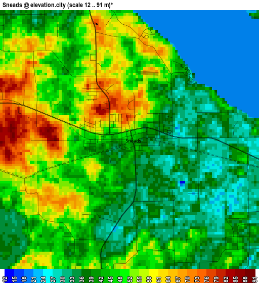 Sneads elevation map