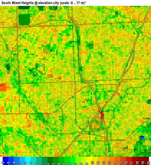 South Miami Heights elevation map