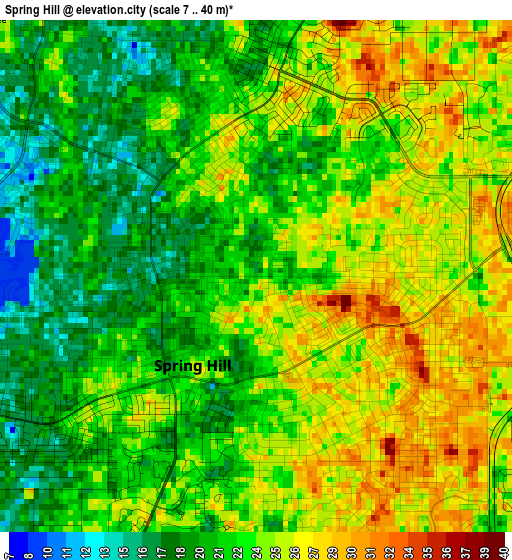 Spring Hill elevation map