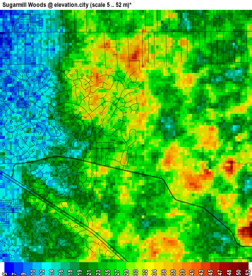 Sugarmill Woods elevation map