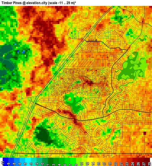 Timber Pines elevation map