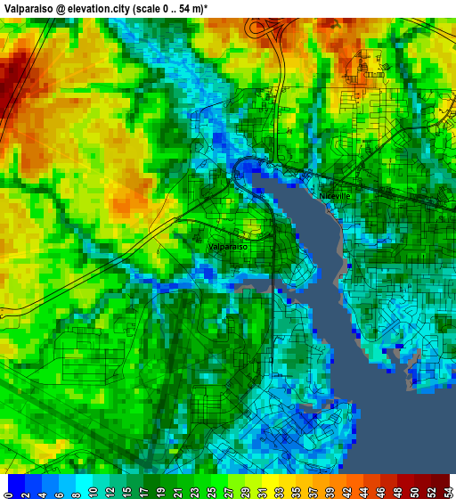 Valparaiso elevation map