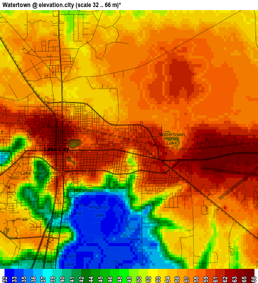 Watertown elevation map