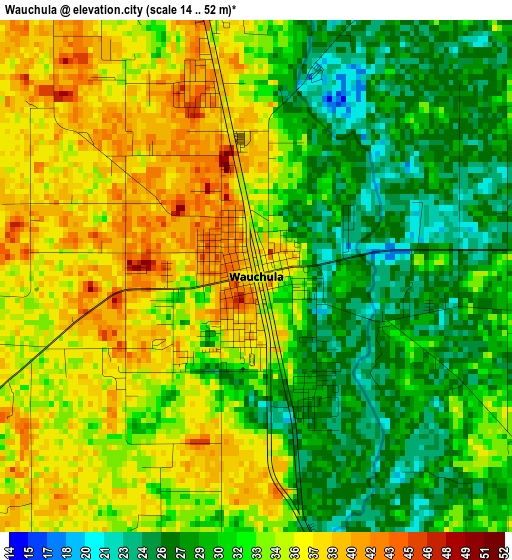 Wauchula elevation map