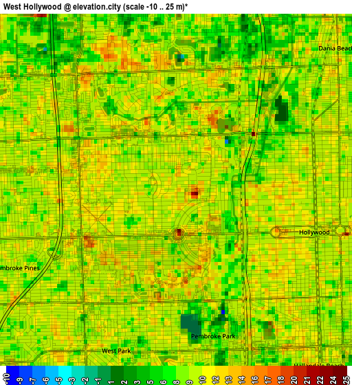 West Hollywood elevation map