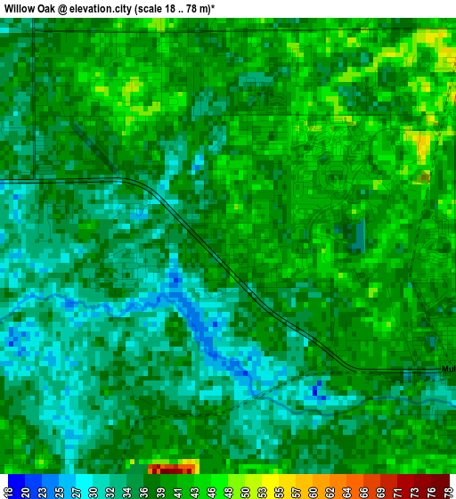 Willow Oak elevation map