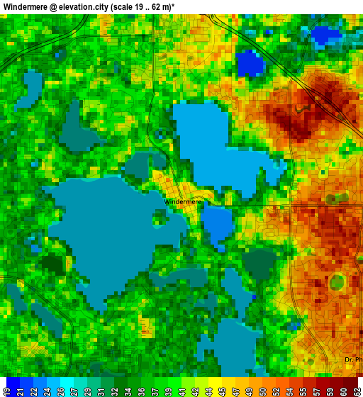 Windermere elevation map